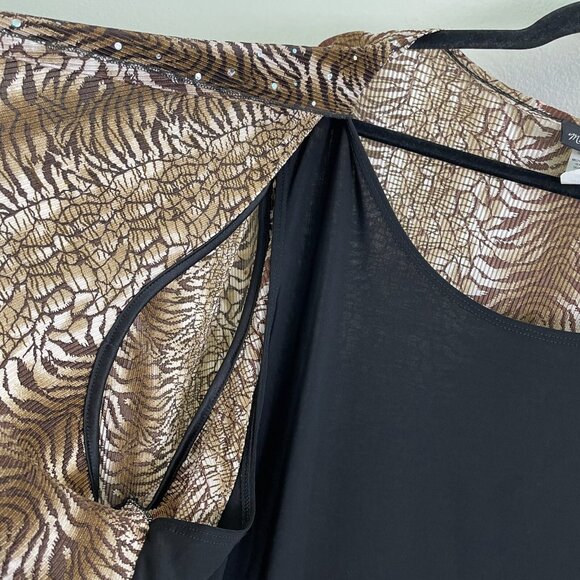 Maggie Barnes Womens Plus 3X Crinkled Cardigan Attached Tank Top 3/4 Sleeve - Picture 11 of 12